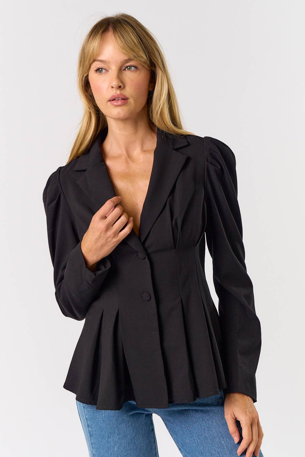 Puff Shoulder Corset Blazer