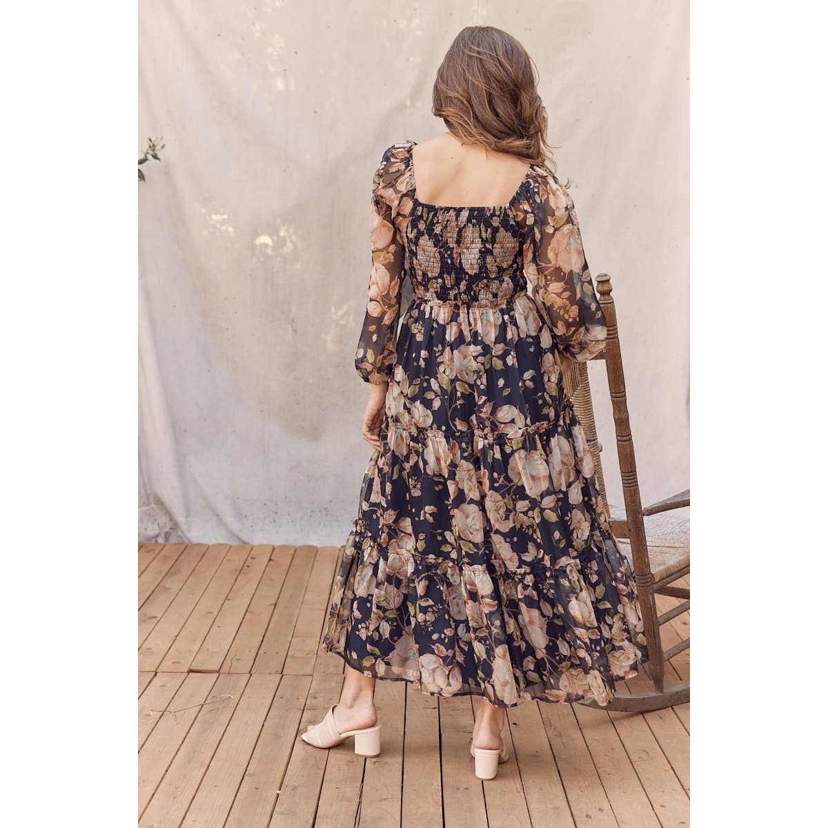 In The Blue Romantic Floral Smocked Dress