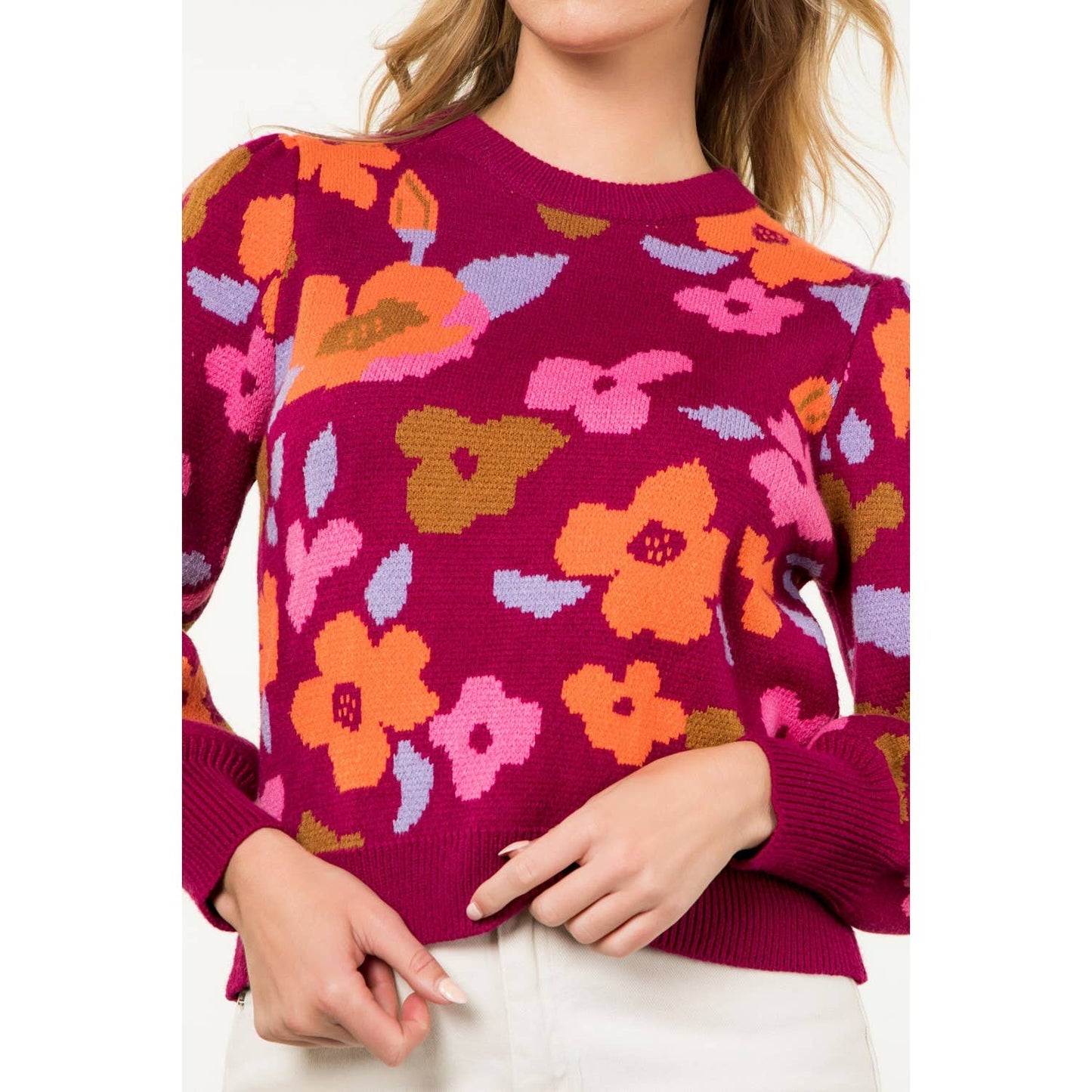 Mia Floral Knit Sweater