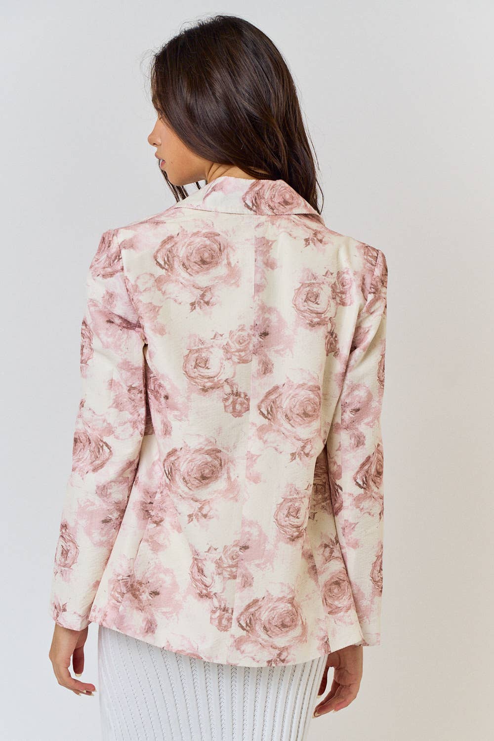 Rosé Button Front Blazer