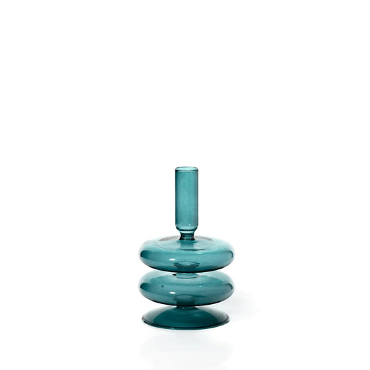 Glass Taper Holder - Ocean Teal