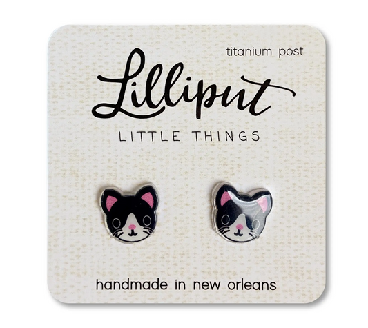 Tuxedo Kitty Cat Earrings